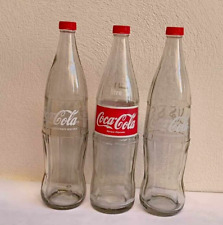 Collection of THREE vintage Coca-Cola bottles of 1 Litre arabic writting old picture