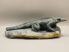 Iguana Lizard Figurine Kabamba Jasper Stone Animal Carving #O175 picture