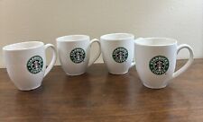 Starbucks 2007 Coffee Mugs Cup Ceramic White Green Mermaid Logo 14 oz Set of 4 picture