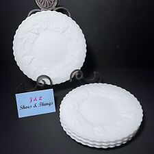 Vintage IMPERIAL Milk Glass Grapes Leaves (4) Luncheon Plates 8 3/4” Near Mint picture