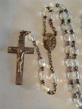 Vintage Catholic Clear Glass Rosary 20.5