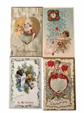 Vintage 1909 VALENTINE Postcard Lot (4) Cupid Hearts True Love ❤️ 💘💌 picture