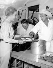 crp-7689 1962 NBC location cook Jack Troinoff feeds Terry Moore and crew TV Empi picture