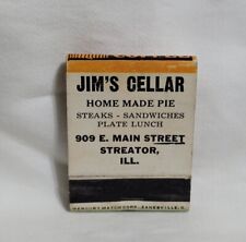 Vintage Jim's Cellar Restaurant Matchbook Streator Illinois Advertising Matches picture