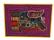 Vintage Mola Hand Stitched Kuna Native San Blas Panama Bird 16
