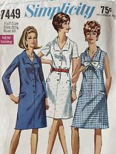Vintage 1967 Simplicity 7449 Step-In Dress Half Size 20 1/2 Bust 43 CUT Complete picture