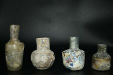4 Authentic Ancient Roman Glass Cut Glass Bottles & Vessels from Lebanon picture