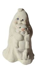 Vintage 1991 CA Handcrafted Ghost With Scared Cat Figurine Halloween picture