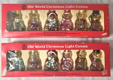 Vintage Old World Christmas Light Covers Glass Teddy Bears 2 Sets Hand Painted picture