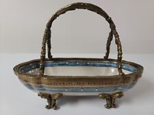 Vintage Hua Rong Tang Chinese Porcelain Basket With Bronze Double Handles picture