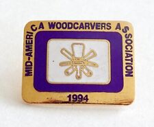 Mid America Woodcarvers Association Lapel Hat Pin 1994 Vintage Enamel Gold Tone picture