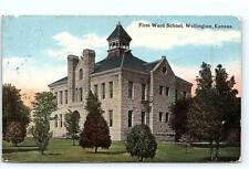 WELLINGTON, KS Kansas ~ FIRST WARD SCHOOL 1917 Sumner County Postcard picture