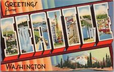 SEATTLE Washington Large Letter Postcard Multi-View / C.P. Johnston Linen / 1946 picture