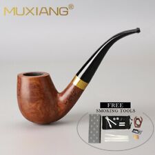 Tobacco Pipe Billiard Handmade Pear Wood Bent Smoking Pipe with Pipe Accessories picture