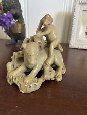 Antique Chinese Carved Soapstone Monkey And Dog picture