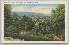 Linen~Air View Gloversville New York Meyers Park~Vintage Postcard picture