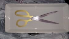 Magenta Appetizer Tray w/ Yellow Handled Scissors Vintage picture