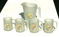 Vintage LOYAL ORDER OF MOOSE Frosted Beer Pitcher & 4 Mug Set P.A.P.  [**] picture