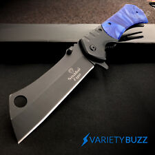 Viper Tactical Sharp CLEAVER Blade Spring Assisted Open Pocket Knife BLUE PEARL picture