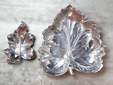 Vintage Pewter Leaf Dishes Set of 2 Leaves Large and Small from Jalisco Mexico picture