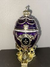 pierre lorren Amethyst Jewelry set Faberge egg Trinket box 24kGold Handmade picture
