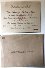 CHELSEA MA 1909 GENTELMAN’S TICKET for Dedication & Ball at State Armory RARE picture