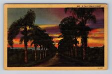 A California-CA Colorful Sunset Among Palms, Vintage c1947 Souvenir Postcard picture