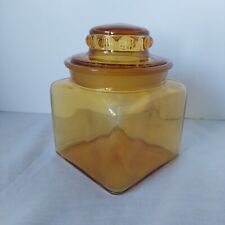Vintage Amber Square Glass Apothecary Jar Canister with Lid Transparent 5