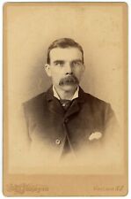 CIRCA 1890'S CABINET CARD Man Incredible Mustache  LD Johnson Vineland, NJ picture