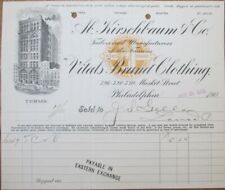 Tailor, Clothing 1900 Letterhead, Kirschbaum and Co., Vitals, Philadelphia, PA picture