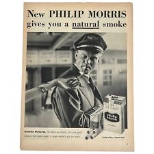 1957 Philip Morris Cigarette Print Ad No Filter Long Size Airline Pilot Captain picture