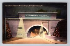 Kittatinny PA-Pennsylvania, West Portal Tunnel At Night, Vintage Postcard picture