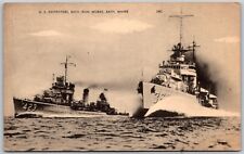 Postcard ME Maine Bath Iron Works US Destroyers USS Gleaves DD-423 P3H picture