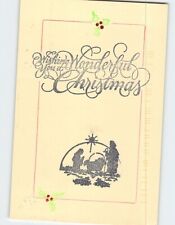 Postcard Wishing You A Wonderful Christmas Nativity Silhouette Art Print picture