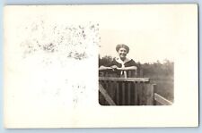 Alexandria Minnesota MN Postcard RPPC Photo Woman At Picket Fence 1911 Antique picture