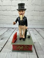 Vintage Uncle Sam Mechanical Plastic Coin Bank 1975 Emson Made In Hong Good picture