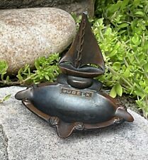 Vintage Cast Metal Sailboat Ashtray Nautical Lake Decor AS IS picture