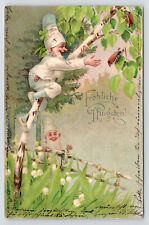c1900s~Wood elves~Gnomes catching Beetle Bugs~Fantasy Pentacost~Art Postcard picture