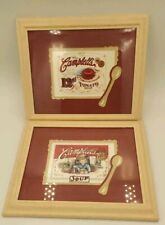 Pair Of Vtg Campbell's Soup Advertisement Matted Spoon Cutout Framed Wall Art  picture