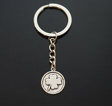 Four 4 Leaf Clover Irish Lucky Silver Key Chain Charm Pendant Keychain picture