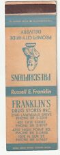 MATCHBOOK COVER - FRANKLIN'S DRUG STORES - GREENSBORO NORTH CAROLINA - PHARMACY picture