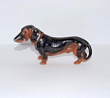 VINTAGE SOLID LEAD or SPELTER Cold Painted Figurine SMALL DACHSHUND DOG FIGURE picture