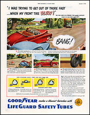 1948 Goodyear Tires traffic tire blowout almost tragedy retro art print ad L22 picture