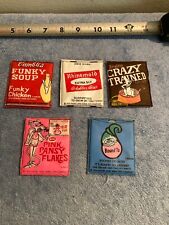 5 VINTAGE 1974 WACKY PACKAGES MAGNETIC SIGNS LOT FUNKY SOUP, PINK PANSY FLAKES picture