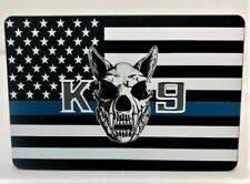 K-9 BLUE LINE AMERICAN FLAG, Trailer Hitch Cover, 3x5, UV, Made In USA picture