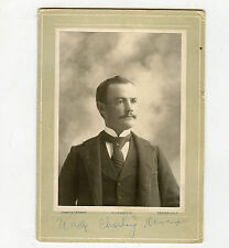 Antique Matted Photo-Denver CO-Young Man-Mustache-Pin-Tie-Uncle Charlie DAVIS  picture