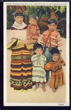 VTG Postcard Young Seminole Indians with Their Mother in Florida (1915-30) picture