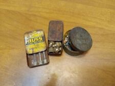 Vintage Old Small Tins With Contents Lot Of 3 Buss Hicks Schraders Rare Unique picture