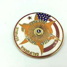 LIONS CLUB Lafayette Cali Contra Cost Co Pin Back American Flag  picture