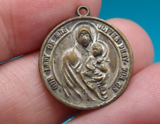 Vintage Catholic Brass Our Lady of the Olives Pray for Us Medal Pendant picture